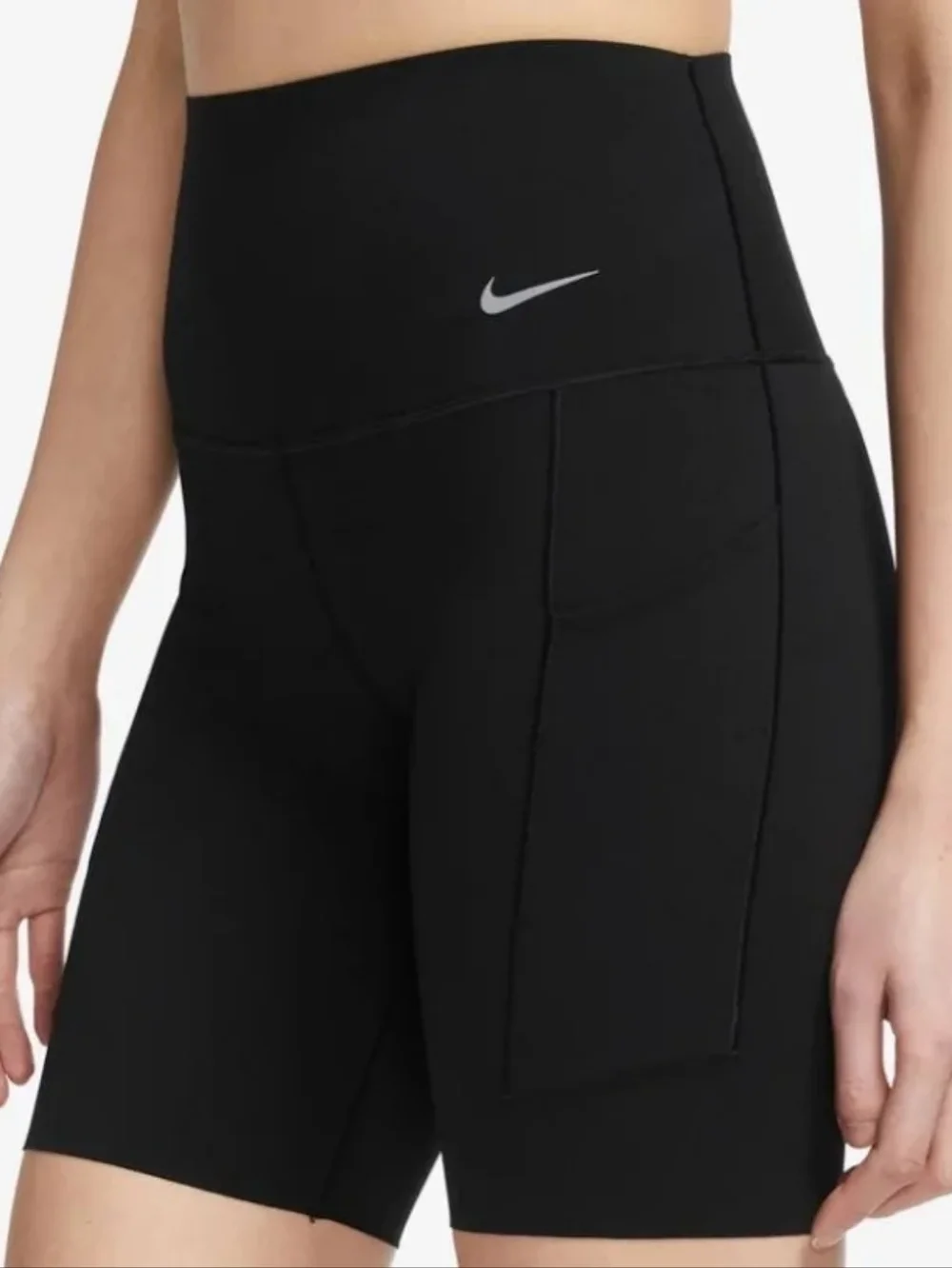 Nike Women's Black High-Waist Side-Pocket Bike Shorts Size XS